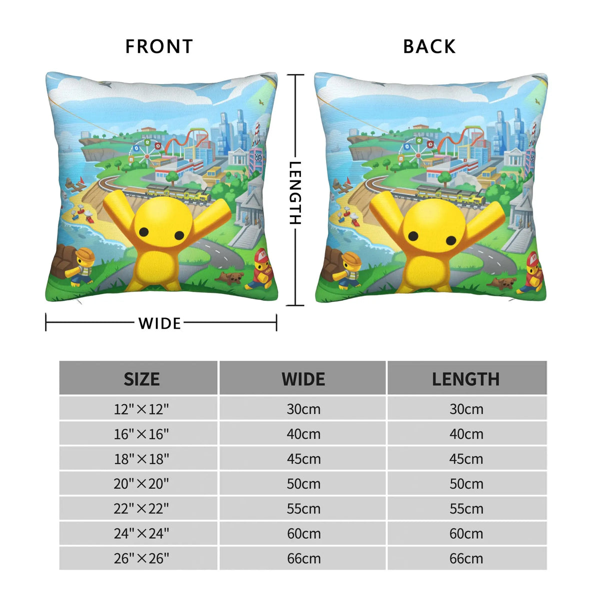taies d'oreiller kawaii modernes imprimées dessins animés jaune vert bleu blanc non toxiques polyester