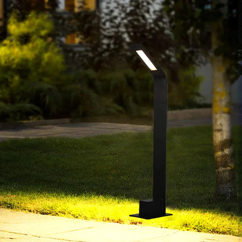 lampe solaire moderne minimaliste noir ip65 led 7w base plate autonomeextérieur