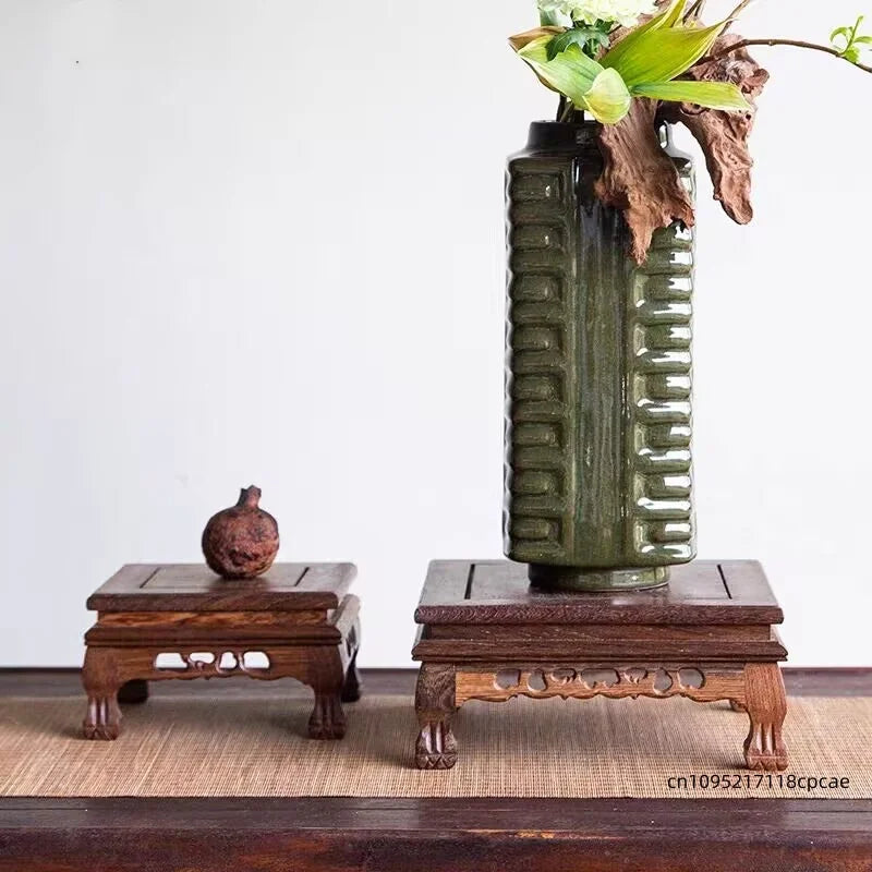 socle bois sculpté pot bonsaï vase statuette décoration jardin intérieur traditionnel
