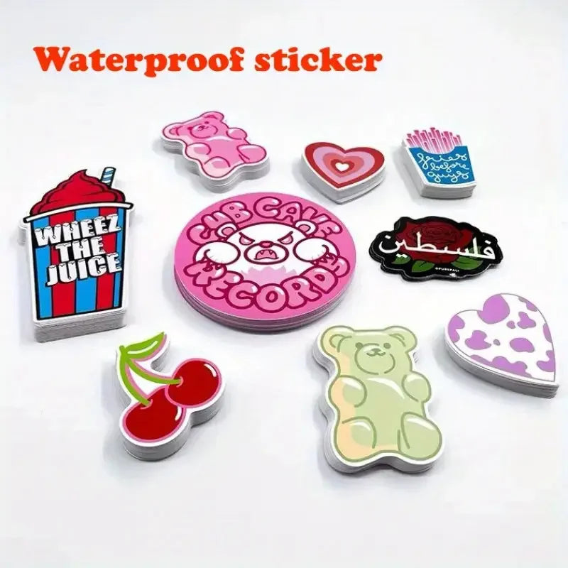 sticker holographique personnalisable adhésif résistant eau moderne graphique multicolore rouge blanc rose bleu vert
