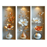 décoration murale autocollant pvc fleurs stylisées or argent blanc moderne élégant rouge bleu rose