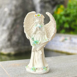 statue ange blanc plumes fleurs base décorative jardin classiqueextérieur résine