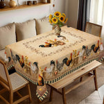 nappe rectangulaire imperméable poules coqs rustique fête cuisine
