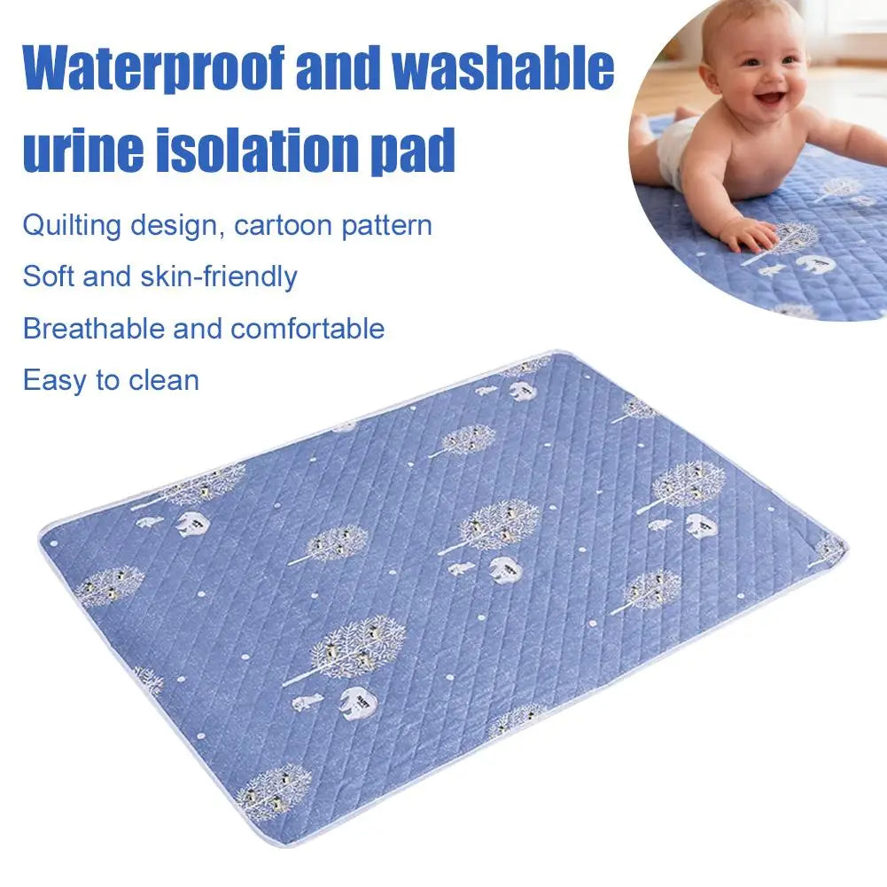 coussin d'urine bleu clair motif feuilles patchwork cotonné bébé tout petit imperméable lavable matelassé