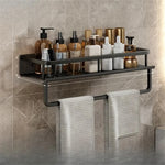 étagère murale moderne étagères aluminium noir serviettes bouteilles pots salle bain cuisine rangement gain