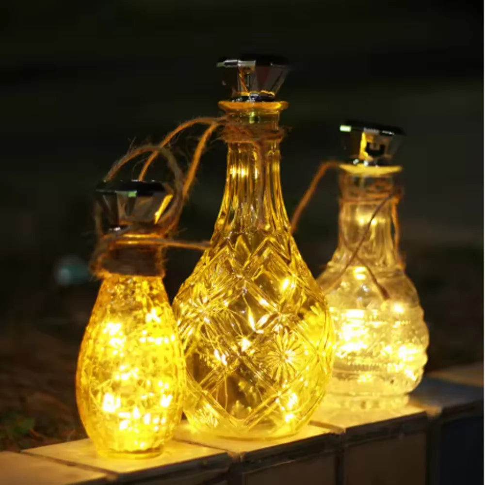 guirlandes lumineuses solaires bouteilles décoratives led multicolore extérieures festives jardin bar