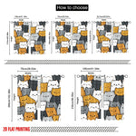 rideau moderne chatons mignons souriant blanc gris orange polyester pièces