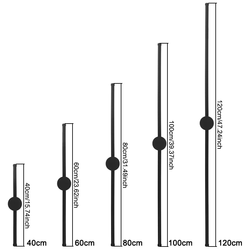 lampe murale led moderne noire 40cm 60cm 80cm 100cm 120cm aluminium