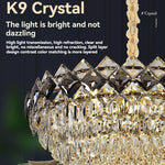lustre cristal géométrique doré moderne élégant salon lumière chaîne vitrail haute qualité