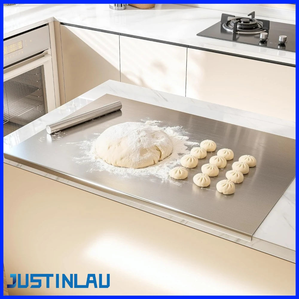 planche découper acier inoxydable moderne 50cm préparation cuisine minimaliste