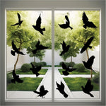 stickers muraux oiseaux vol silhouettes adhésifs noir opalets grandes fenêtres porte verre protection anti