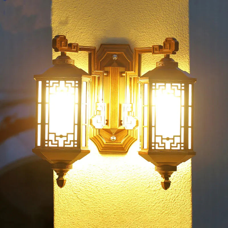 applique murale led bronze doré grille géométrique classique éclairage chambre entrée moderne vis fixation