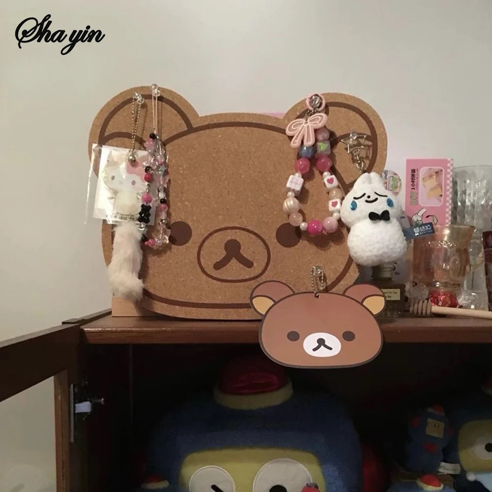 panneau décoratif ours rilakkuma porte clés manga fleurs séchées kawaii mignon polaroid papier fané