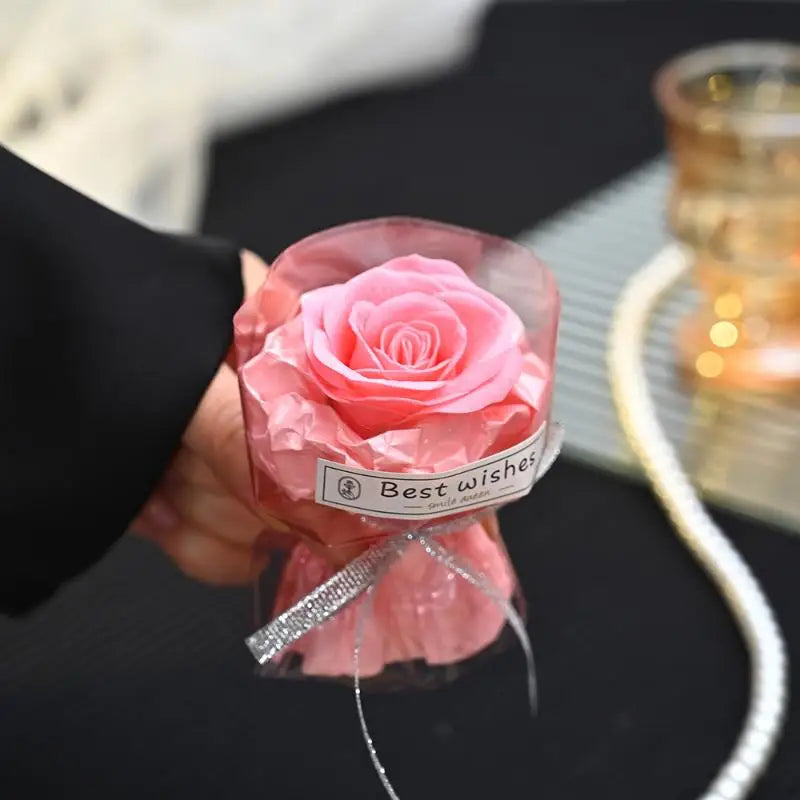 bouquet artificiel fleurs rose blanc violet bleu marron clair classique ruban decoration maison fete