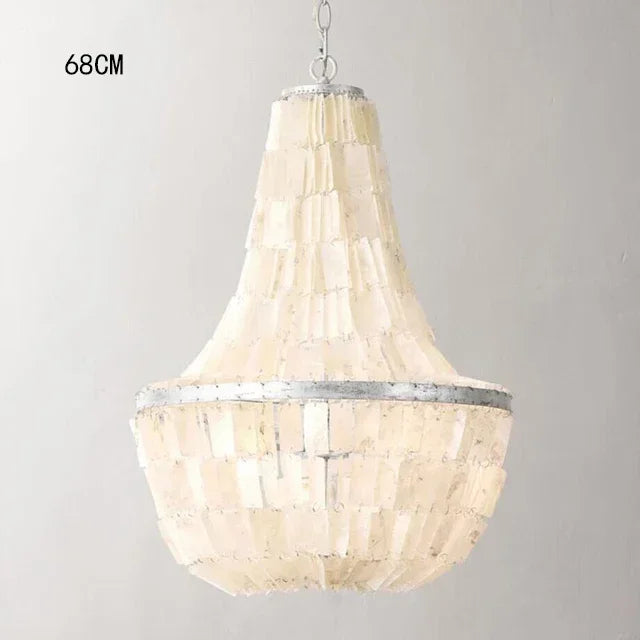 lustre pendentif coquillage vintage blanc doré salon chambre restaurant
