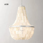 lustre pendentif coquillage vintage blanc doré salon chambre restaurant