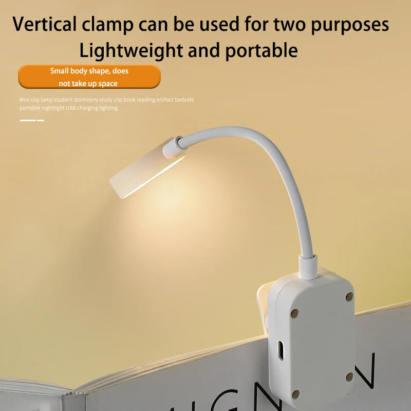 lampe lecture rechargeable led clip blanc moderne veilleuse 360° ajustable flux lumineux portable certification