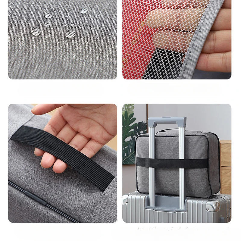 boîte rangement documents gris toile pratique étiquettes couleurs clé usb cartes credit portefeuille poignée
