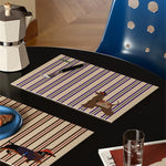 lot tapis table rectangulaires modernes motif chien rayures beige violet