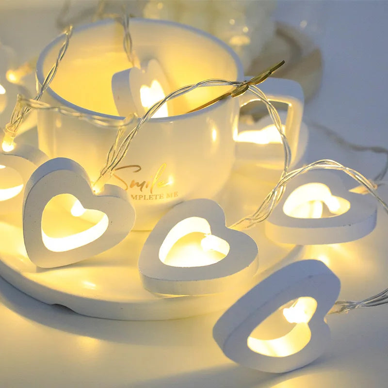 guirlande lumineuse coeurs rouge blanc mariage anniversaire valentin décoration festive