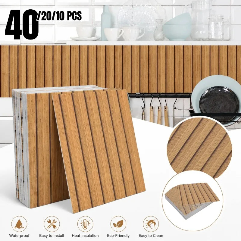 panneaux décoratifs moderne adhésifs naturels rayures verticales gris intérieur cuisine décoration mur autoadhésifs