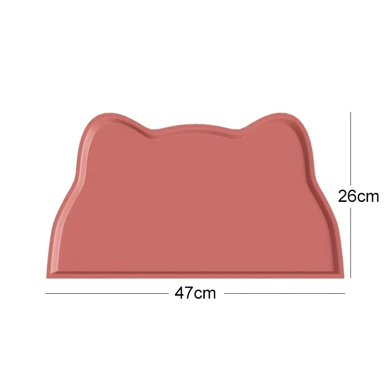 tapis nourriture animaux gris vert orange rouge chat moderne pratique
