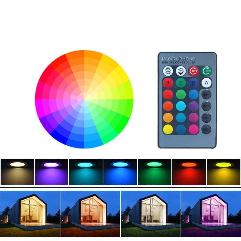 spot led blanc multicolore rgb télécommande gradation moderne 10w 15w led