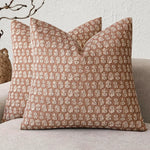 housse coussin décorative imprimé floral beige moderne canapé salon maison intérieur