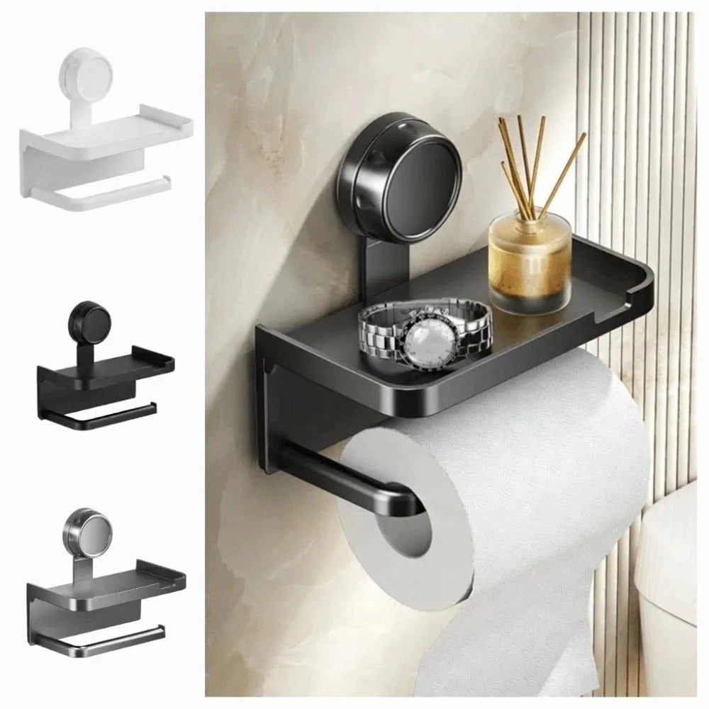 porte papier toilette étagère moderne ventouse multifonctionnelle blanc noir argenté minimaliste concave marbre carrelage