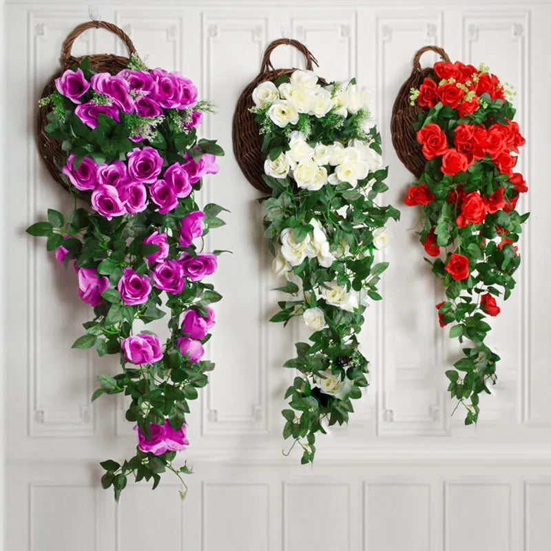 guirlande artificielle roses violettes blanches modernes décoration intérieure extérieure mariage anniversaire festive