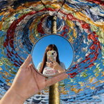 miroir rond argenté moderne portable taille 9.5cm 7.5cm selfie vlogging grand angle
