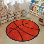 tapis rond orange noir motif basket geométrique moderne 80x80cm 120x120cm PVC polyester
