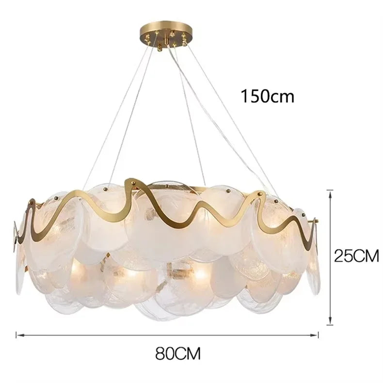 Suspension lumineuse or spirales dorées moderne sphères transparentes 60cm 80cm 95cm