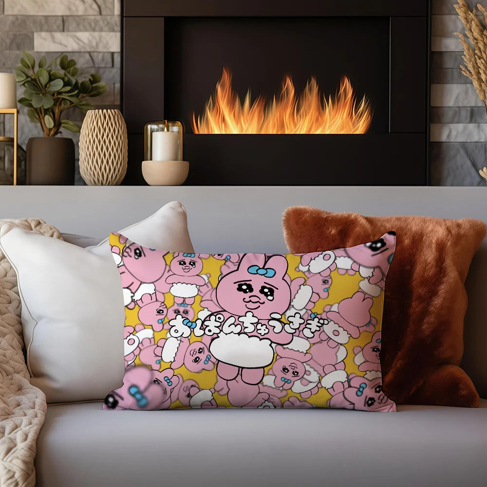 housse coussin rectangulaire motif dessin animé personnage mignon polyester double face moderne jaune rose