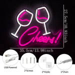 néon lumineux lettrage cheers vin lettres drink blanc rouge bleu rose moderne décoration chambre