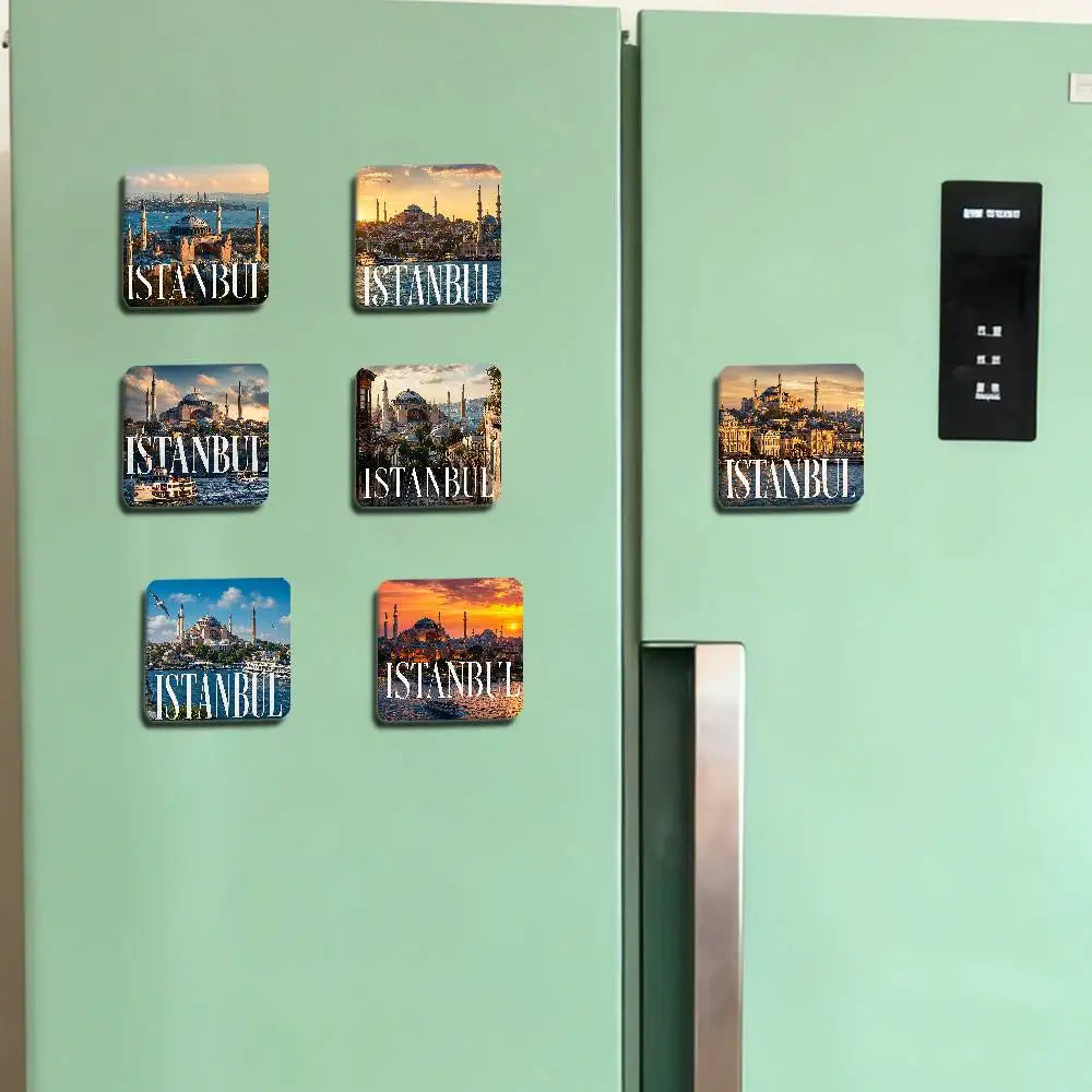 aimants réfrigérateur paysage urbain istanbul multicolore moderne décoration murale