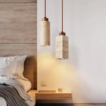 Suspension lumineuse moderne marbrée pierre beige brun salon restaurant étude chambre principal led