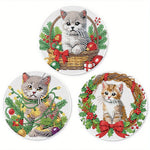 tapis table artisanal broderie diamant chat noël multicolore moderne ornement maison