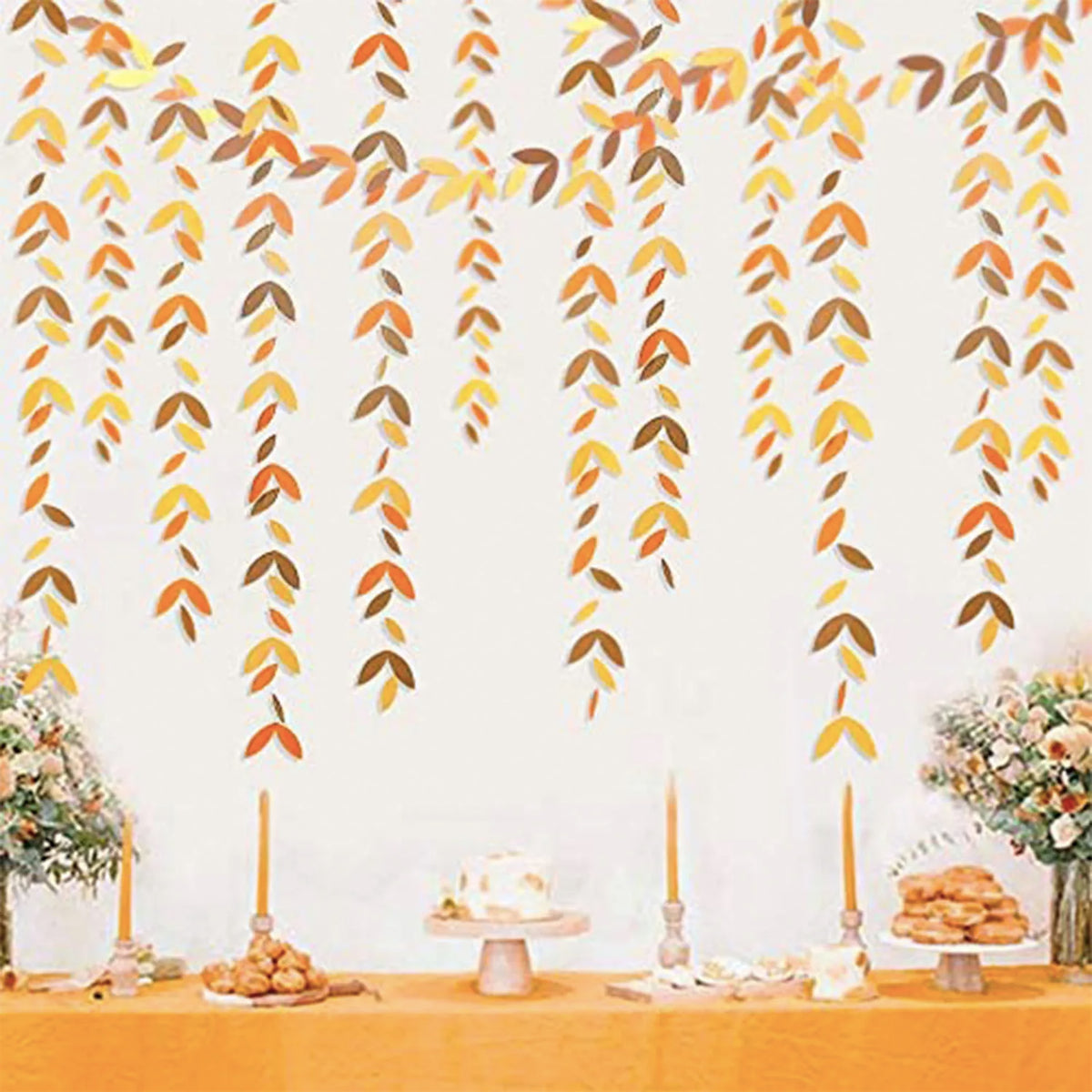 guirlande décorative feuilles stylisées orange jaune marron automne suspension mariage anniversaire festive