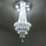 lustre moderne classique cristal chaînes métalliques transparent doréintérieur led lumières