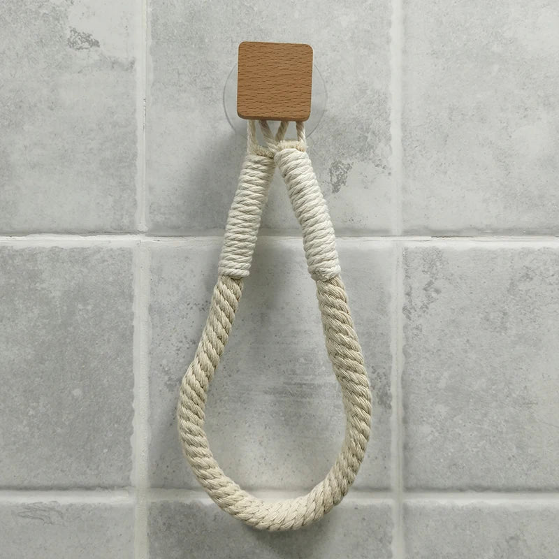 anneau toilette corde naturelle porte papier adhésif rustique sans clous