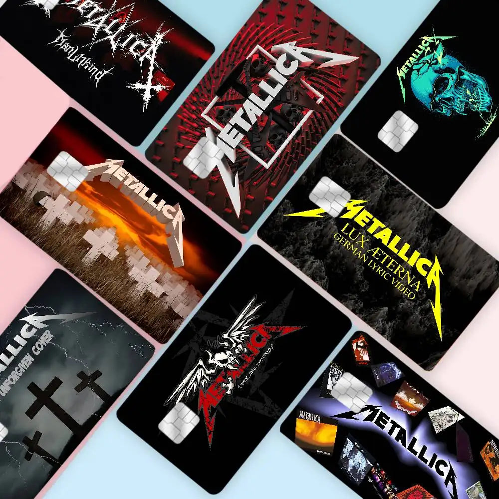 autocollants graphiques metallica cartes bancaires réutilisables waterproof noir rouge bleu