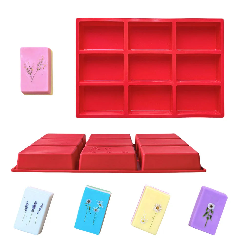 moule silicone compartiments savons bougies aromathérapie artisanale durable non toxique rouge