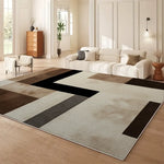 grand tapis salon moderne motif ondulé bleu beige noir doux polyester chambre intérieur maison