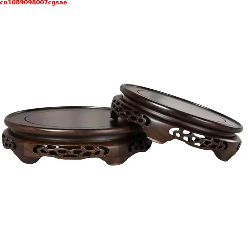 support vase bois sculpté socle plante décoratif classique marron foncé pot fleurs intérieur