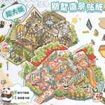 autocollants murals multicolores cartoon mignons détaillés personnages animaux meubles plantes