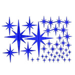 stickers muraux étoiles brillantes moderne 42 pièces adhésifs blanc jaune bleu