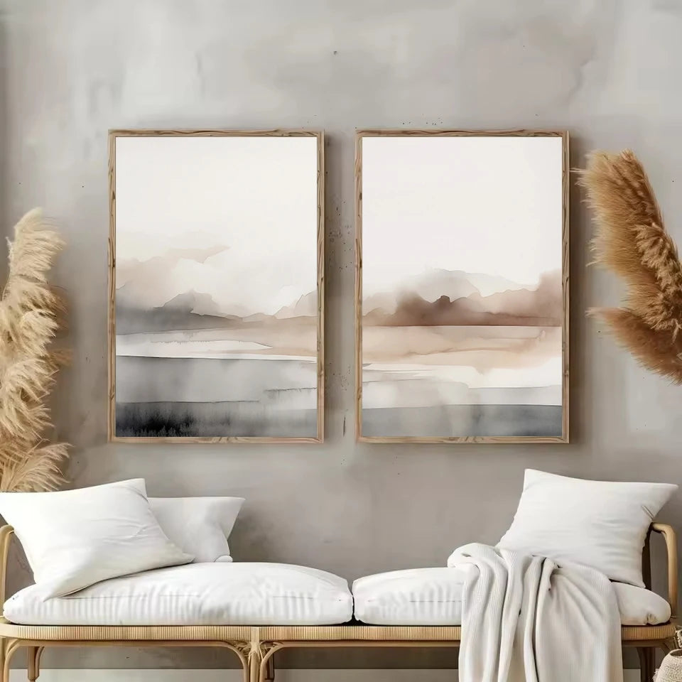 toile d'art abstraite aquarelle paysage minimaliste moderne sans cadre vertical chambre maison