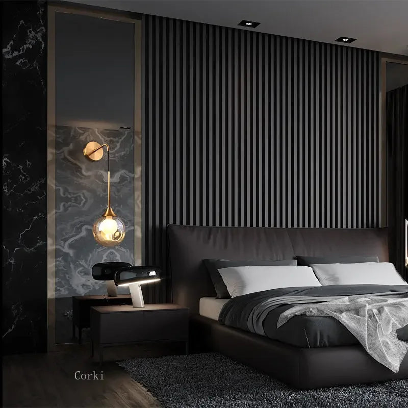 lampe murale or moderne transparente sphérique câble noir led chambre salon