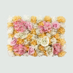 panneau mural fleurs artificielles rose blanc beige decoration romantique mariage anniversaire intérieur 60cmx40cm